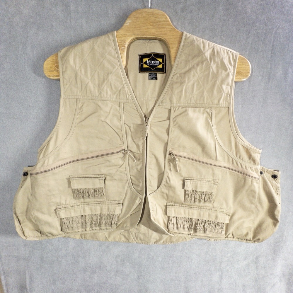 Master Sportsman Gilet Fishing Hunting Guide Vest Mens XXLTan Outdoors Safari